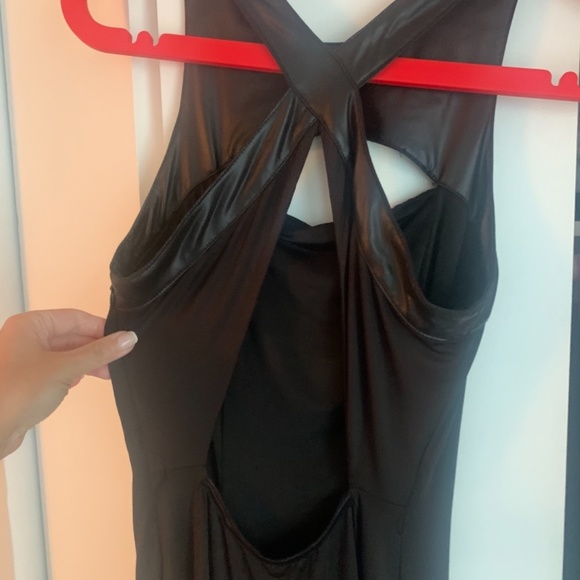 BeBe Addiction Collection  Pleather Contrast HiLo Halter Dress 🖤 - Picture 3 of 6